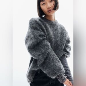 NWT - H&M Premium Selection Mohair blend sweater - gray - size S (runs large)